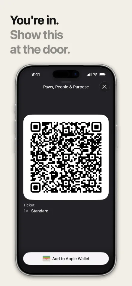 Luma's ticket App Store screenshot on Luma's paper, rendered by Screenpane