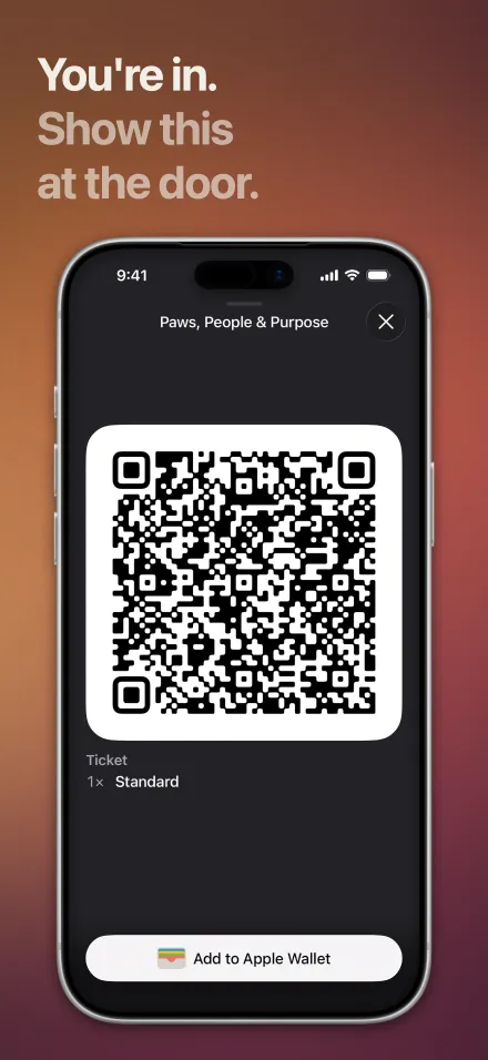 Luma's ticket App Store screenshot on the Dusk mesh, rendered by Screenpane